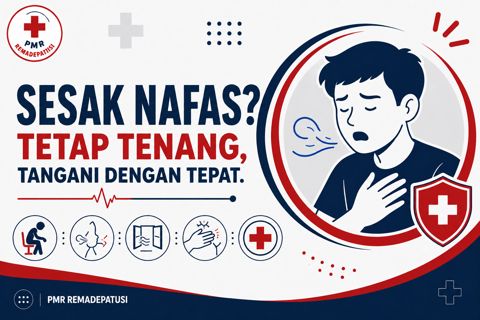 Ilustrasi anggota PMR membantu korban sesak napas